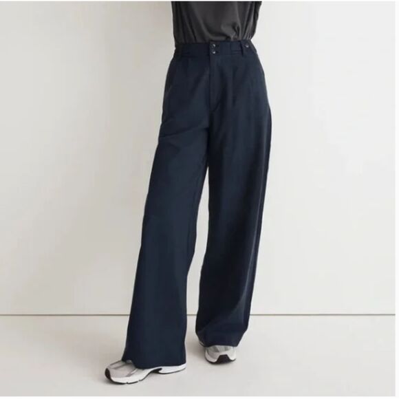 Madewell The Harlow Wide Leg Pants 6 Pleated Trouser Navy Minimalist Office - Picture 10 of 10